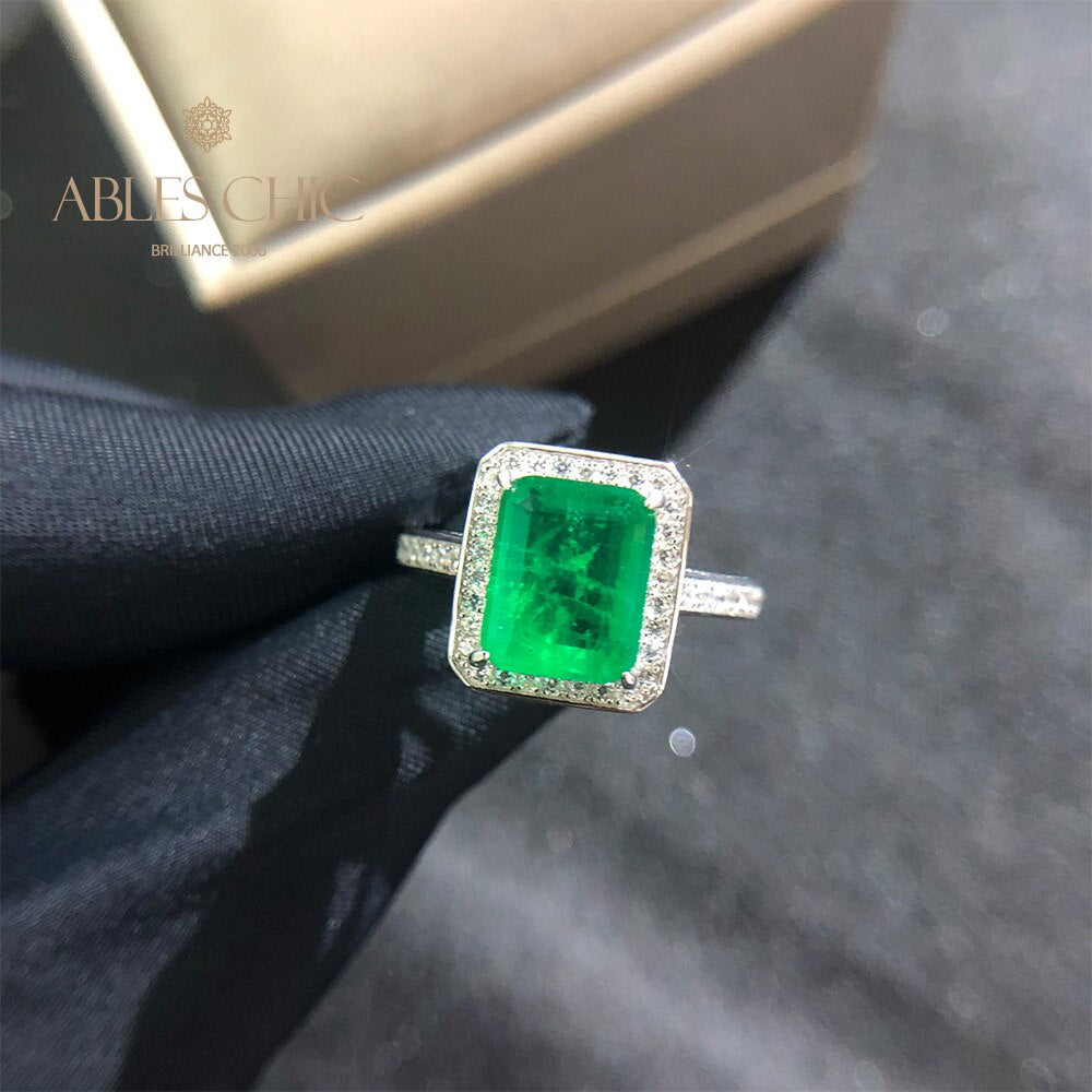 Bague de mariage émeraude de laboratoire R0303
