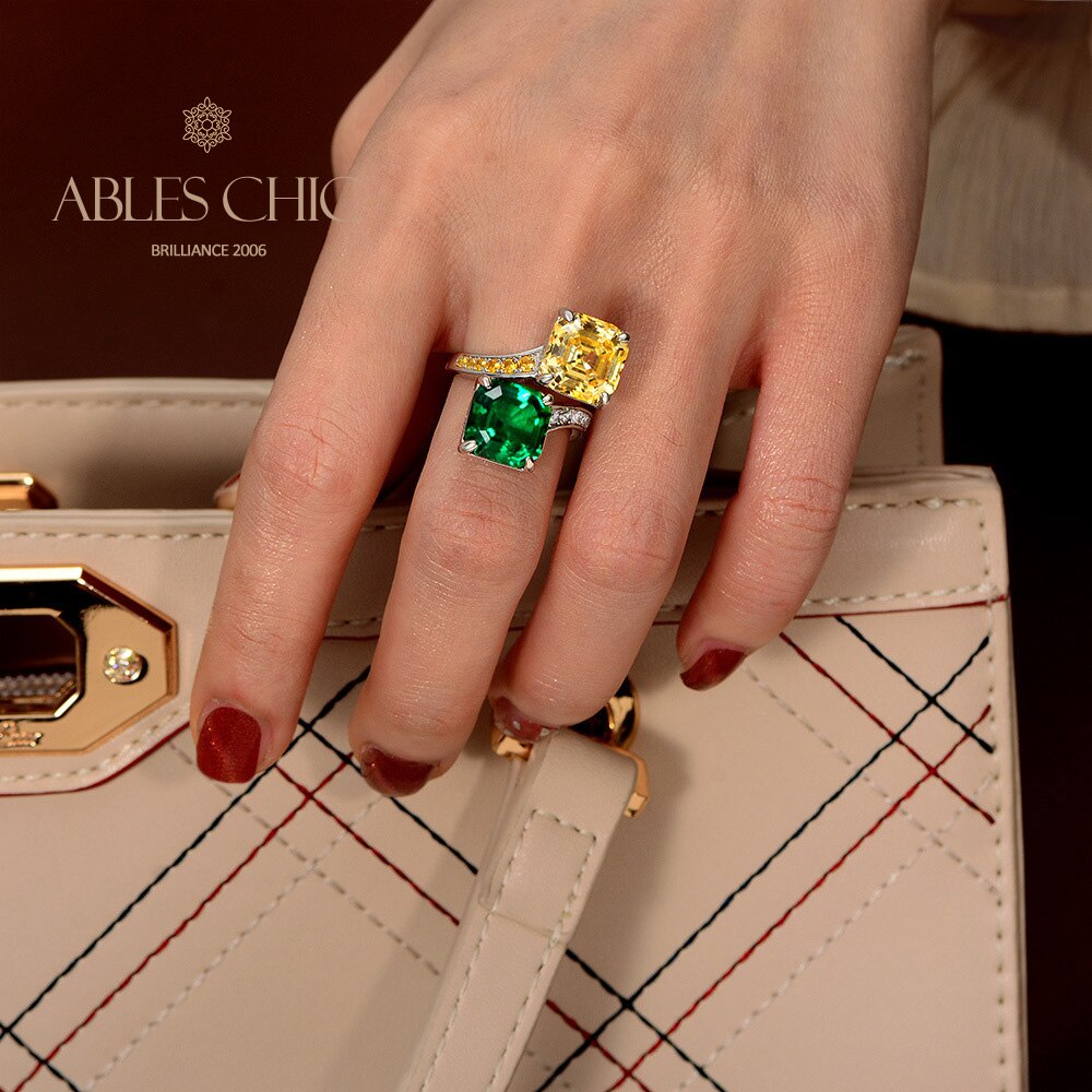 Bague ouverte pierres précieuses de Bohême R1449