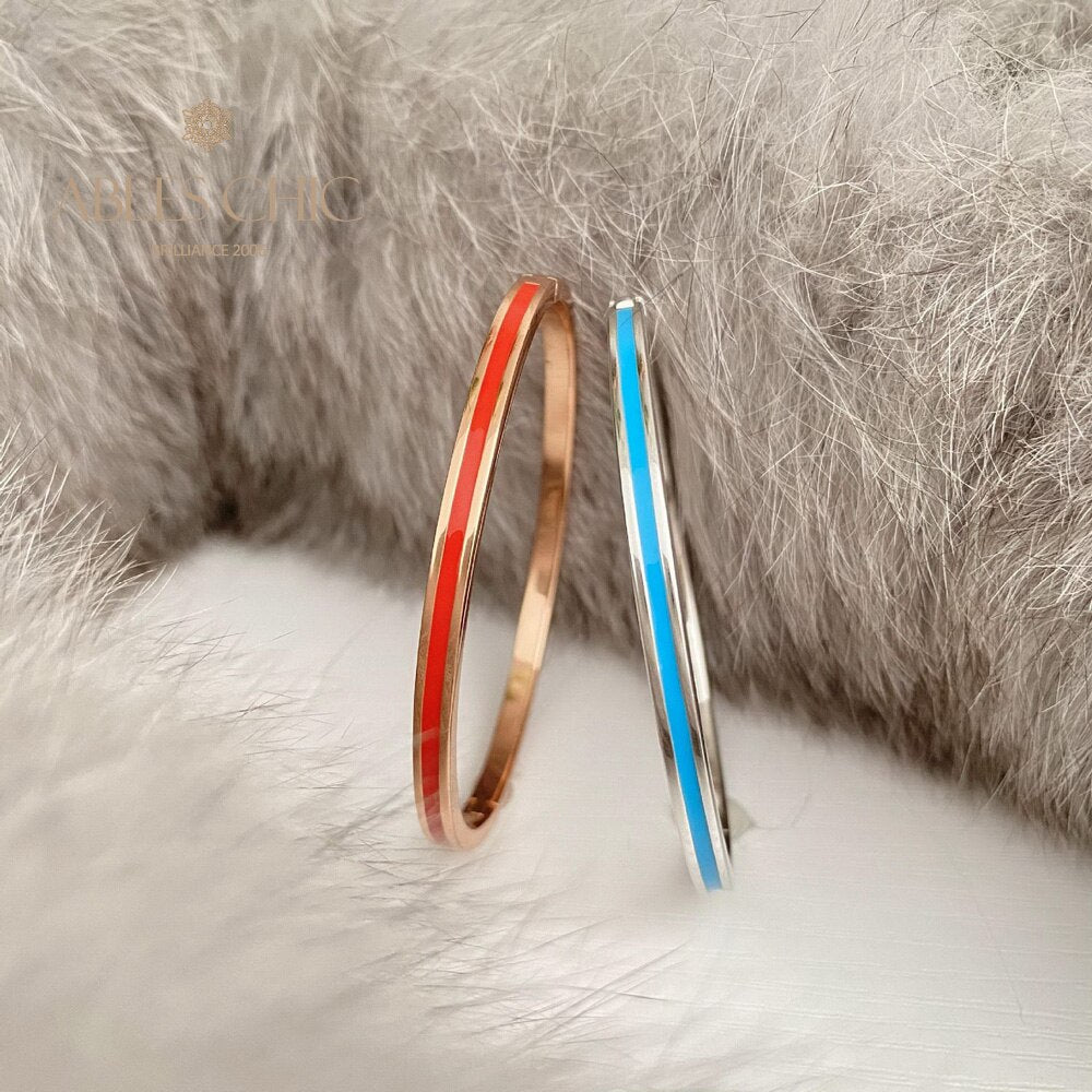 Bracelet à pile étroite en émail B0881
