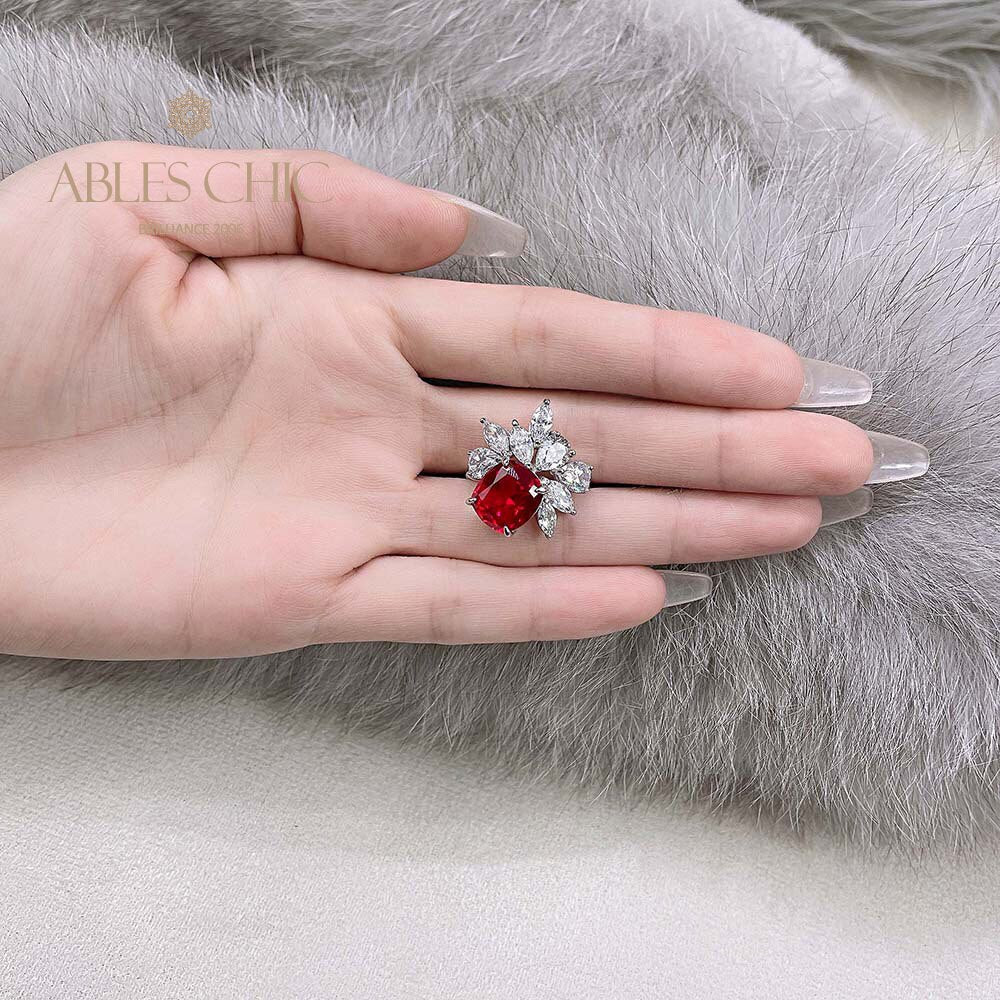 Bague en grappe florale rubis R1527