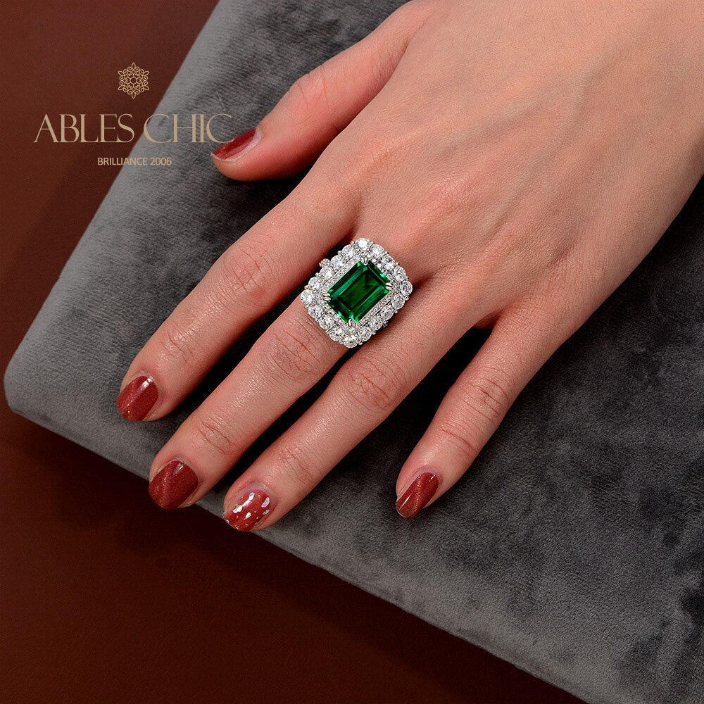Bague florale émeraude R1160