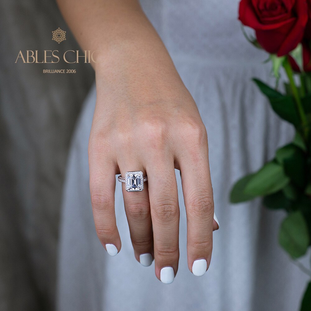 Bague de mariage émeraude de laboratoire R0303