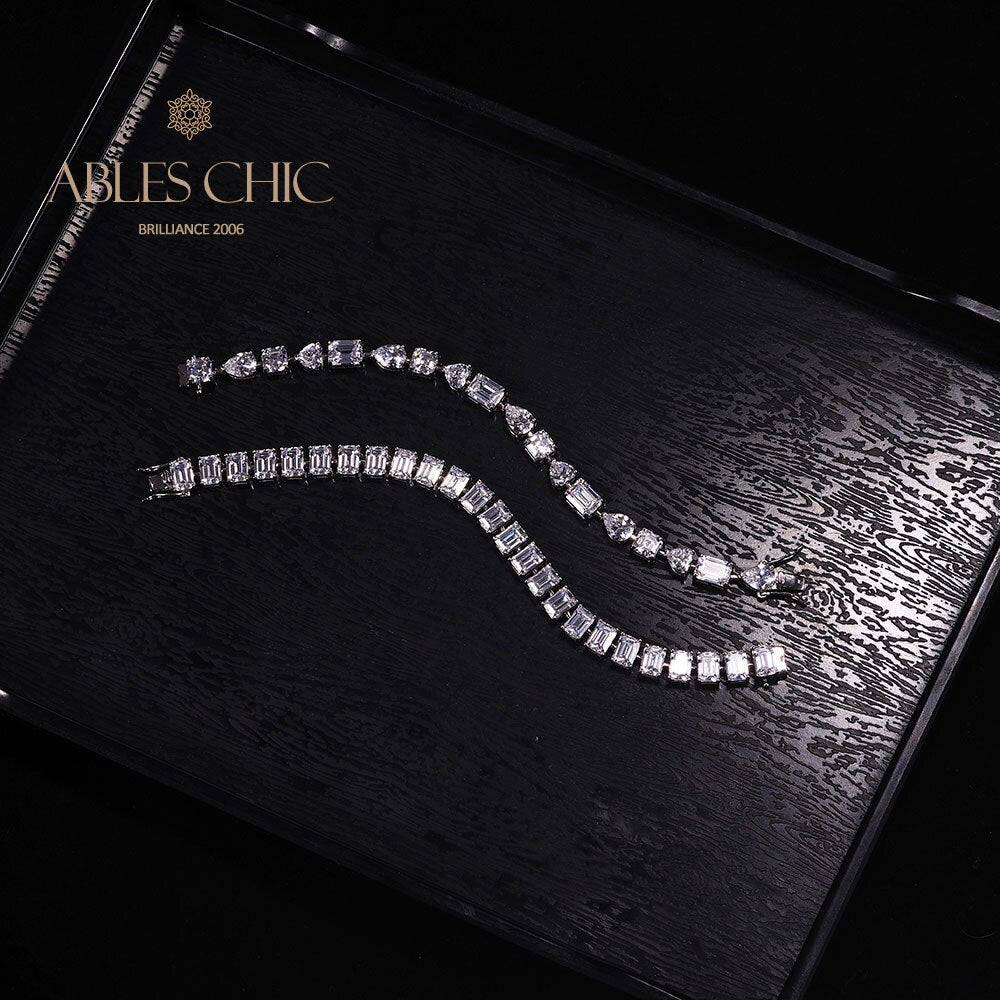 Bracelet de mariée glacé taille émeraude B0452