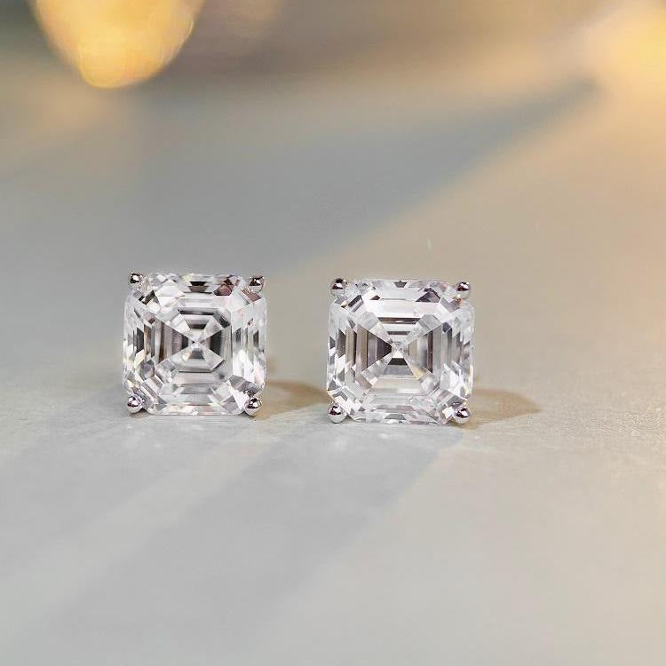 Boucles d'oreilles solitaire 3 carats Asscher 5a CZ