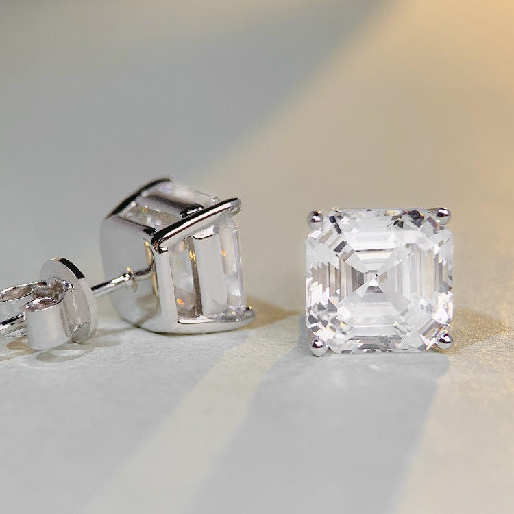 Boucles d'oreilles solitaire 3 carats Asscher 5a CZ