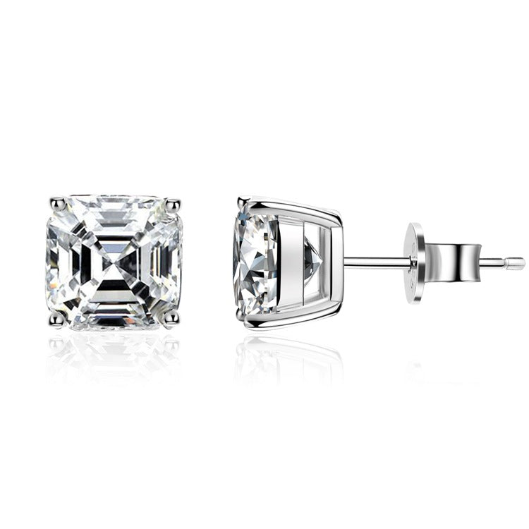 Boucles d'oreilles solitaire 3 carats Asscher 5a CZ