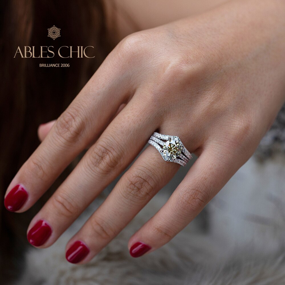 Ensemble d'anneaux empilables citrine R0317