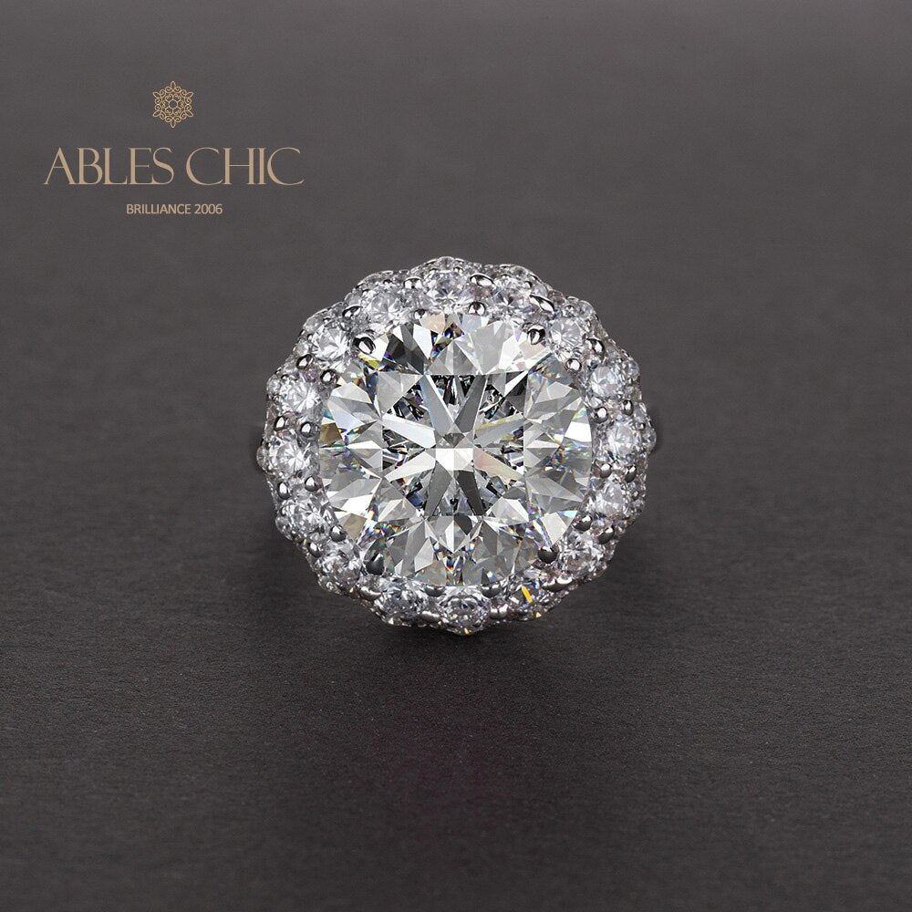 Bague Halo pavée de grenat R0321