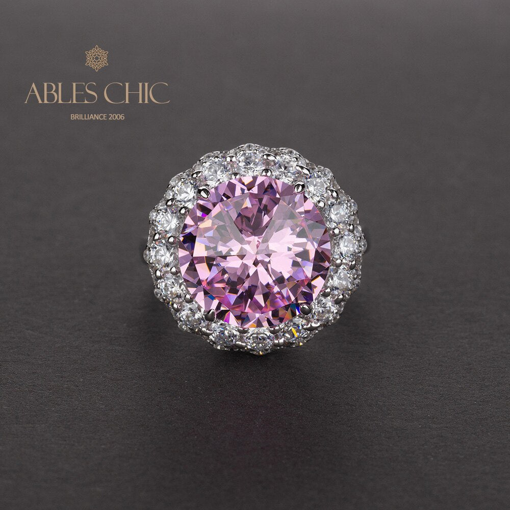 Bague Halo pavée de grenat R0321