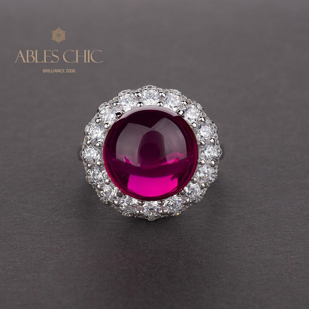 Bague Halo pavée de grenat R0321
