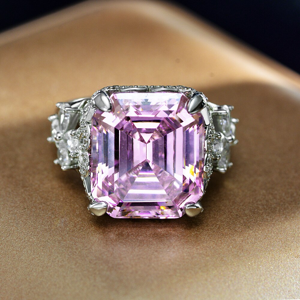 Bague de mariée rose Kunzite Asscher R1570