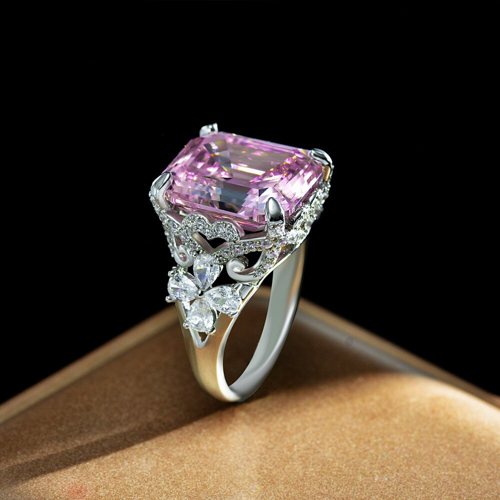 Bague de mariée rose Kunzite Asscher R1570