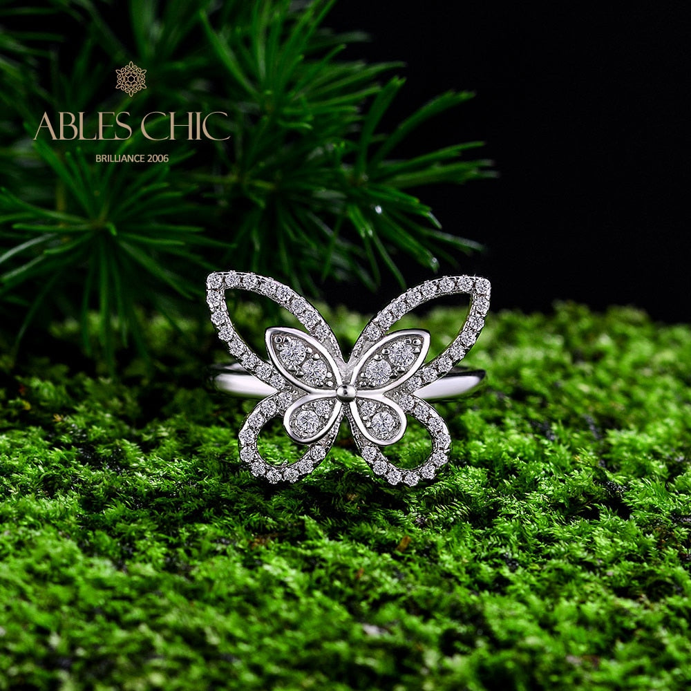 Bague cocktail papillon pavée R1094
