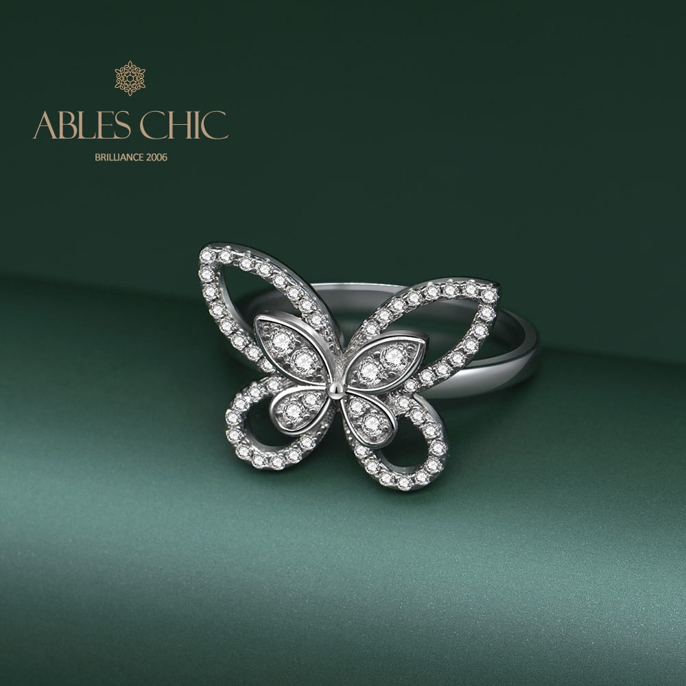Bague cocktail papillon pavée R1094