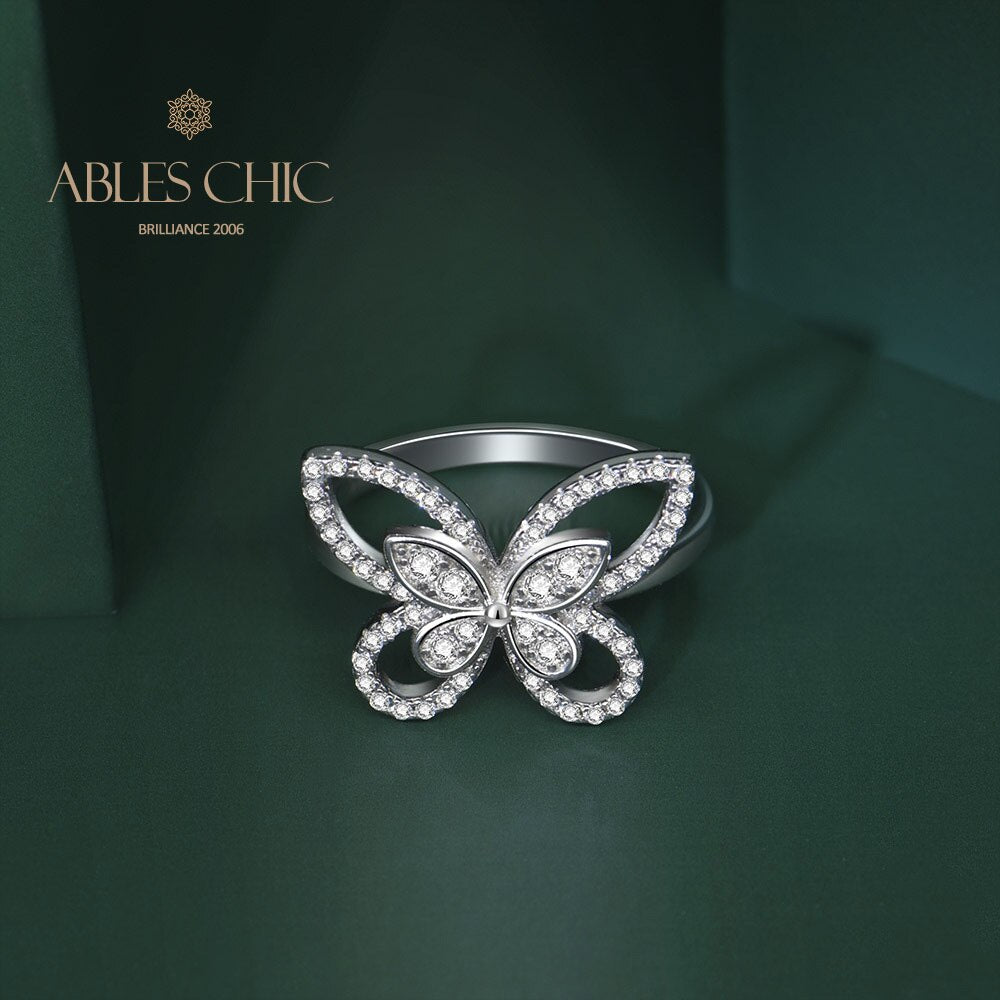 Bague cocktail papillon pavée R1094
