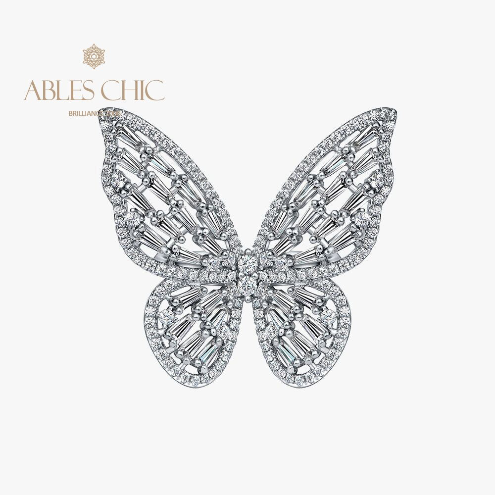 Bague cocktail papillon pavée R1164