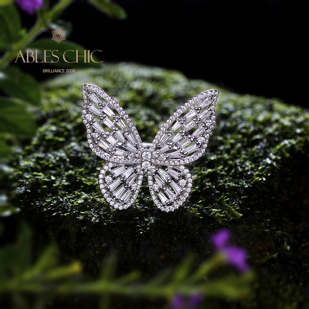 Bague cocktail papillon pavée R1164