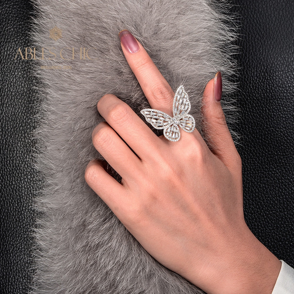 Bague cocktail papillon pavée R1164