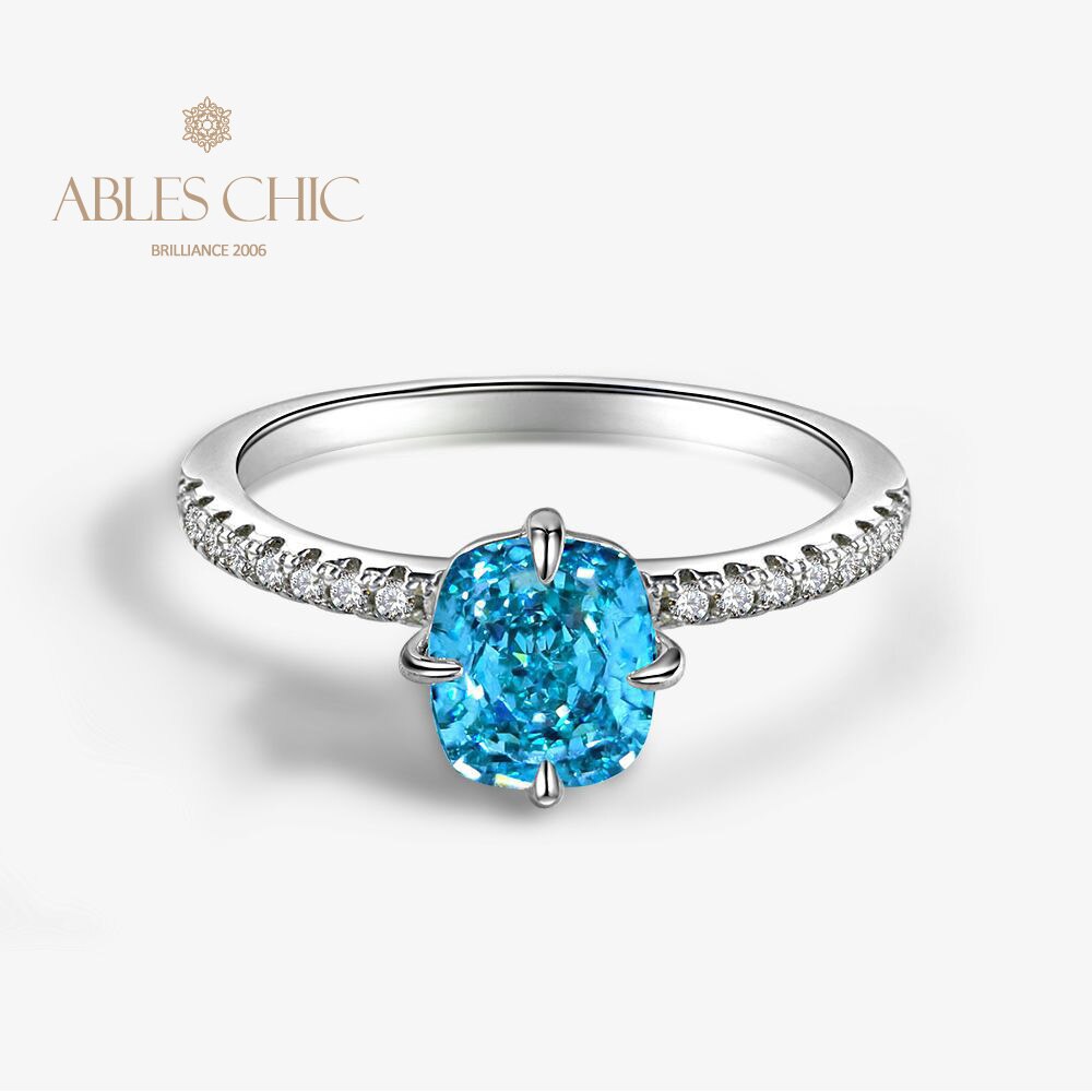 Bague de fiançailles solitaire apatite bleue R1082