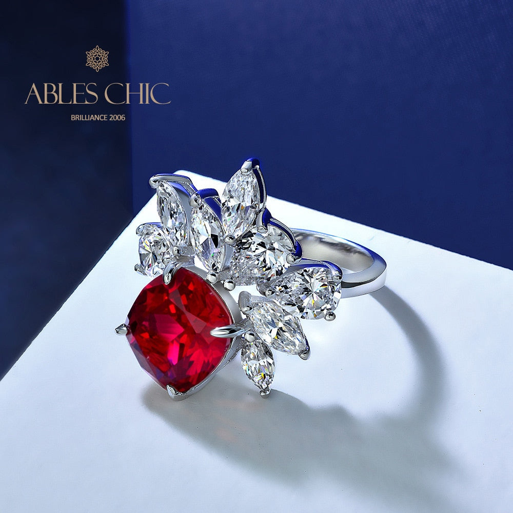 Bague en grappe florale rubis R1527