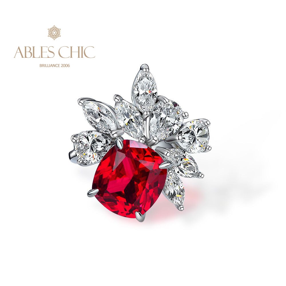 Bague en grappe florale rubis R1527