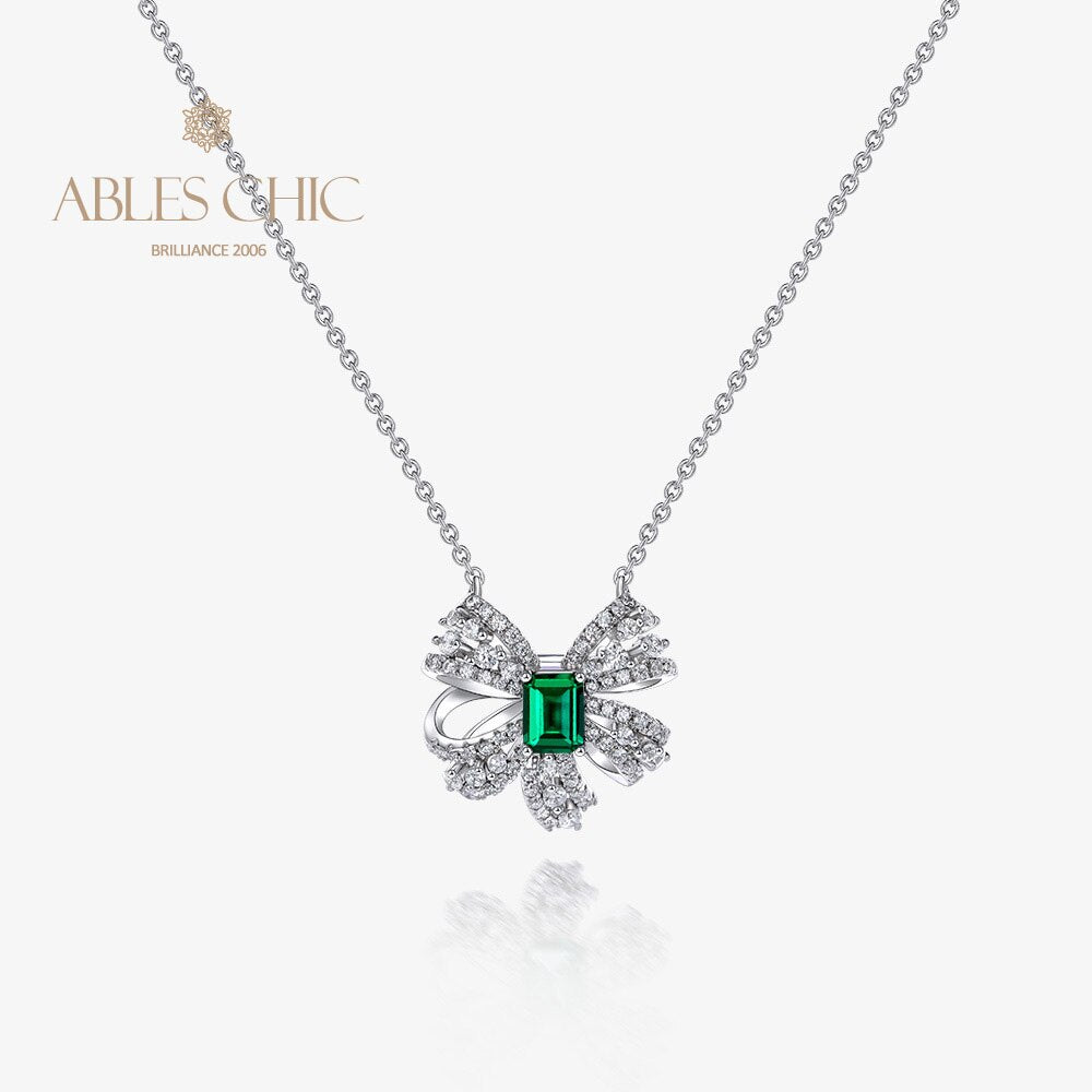 Pendentif nœud papillon émeraude P0645