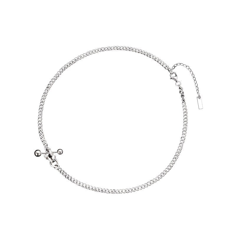 Collier chaîne gourmette à breloque haltère N1008
