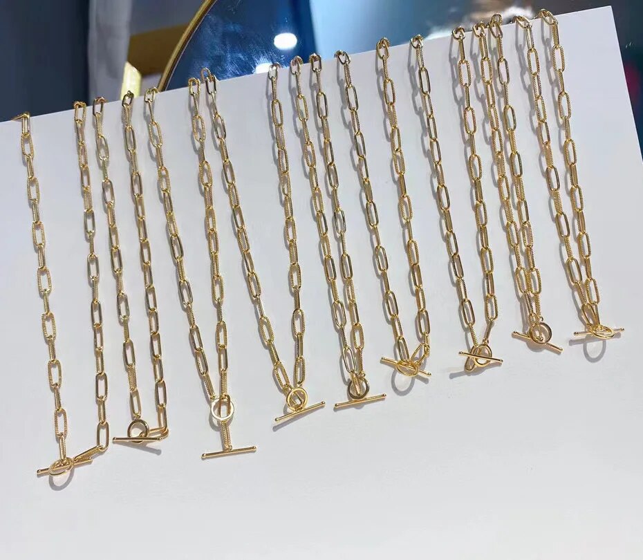 Collier barre en T à chaîne étirée moletée
