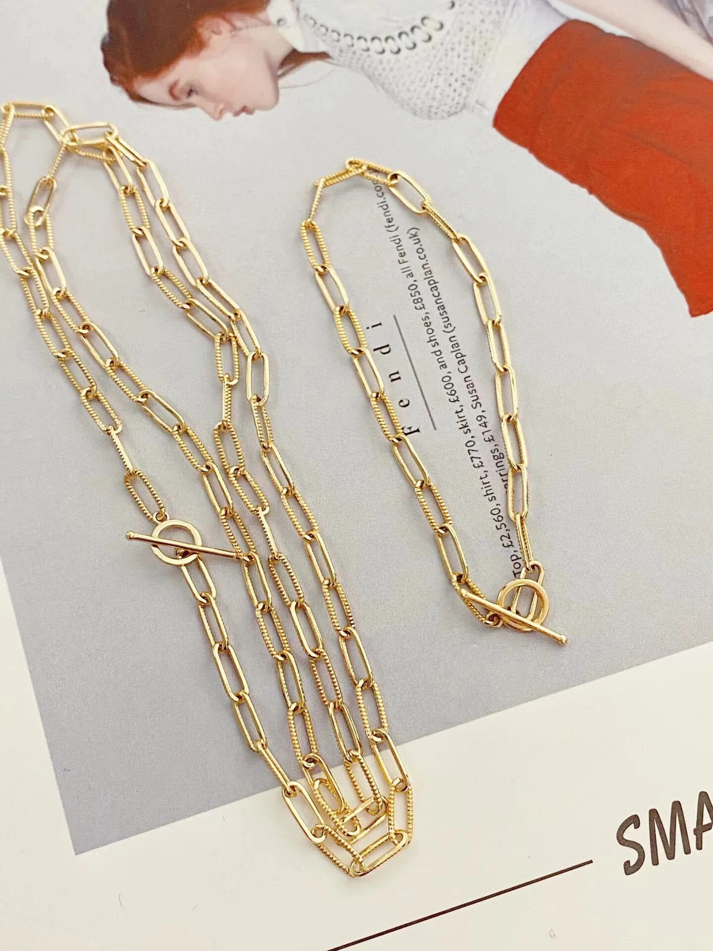 Collier barre en T à chaîne étirée moletée