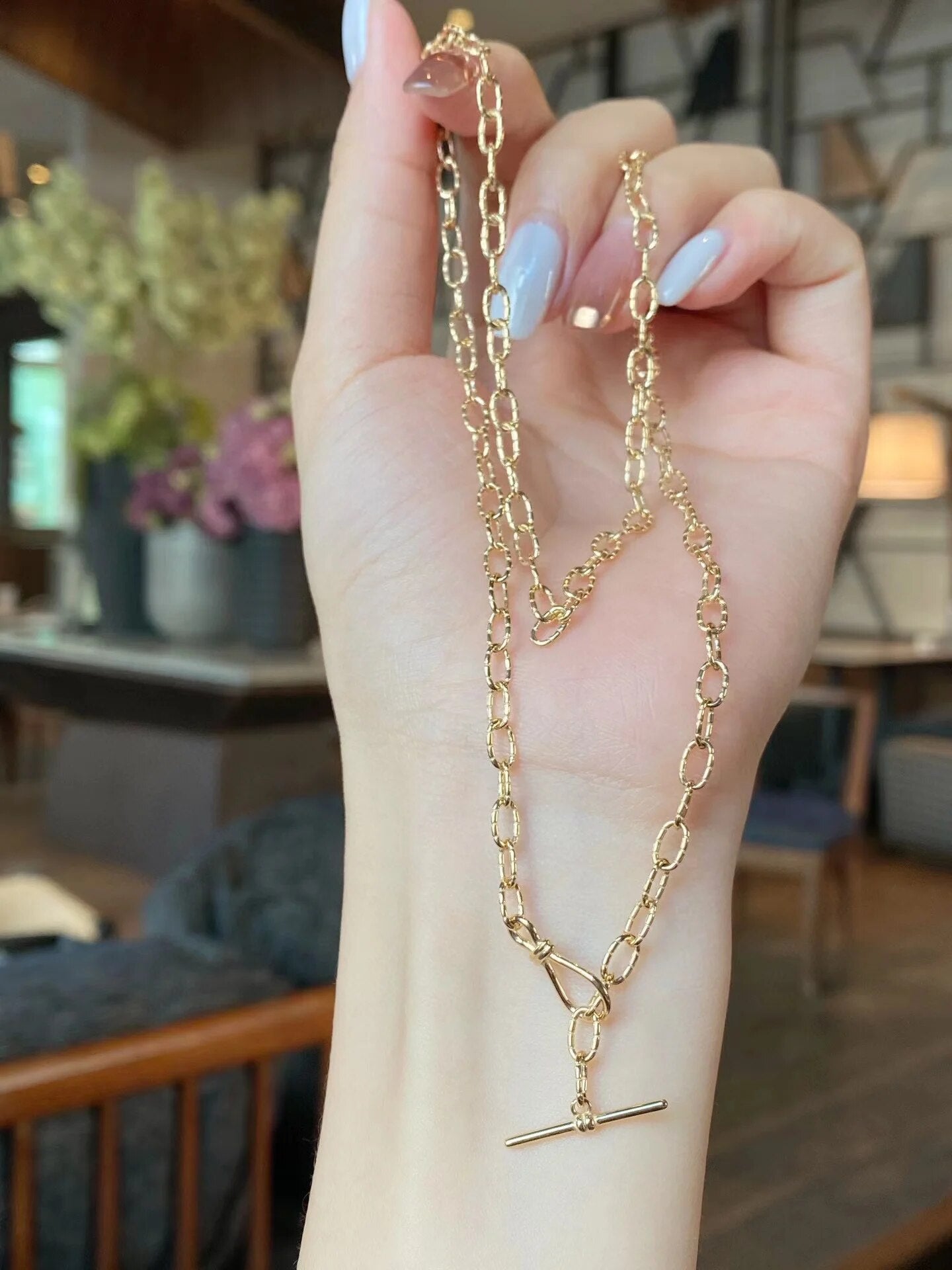 Collier chaîne torsadée à motif dappé