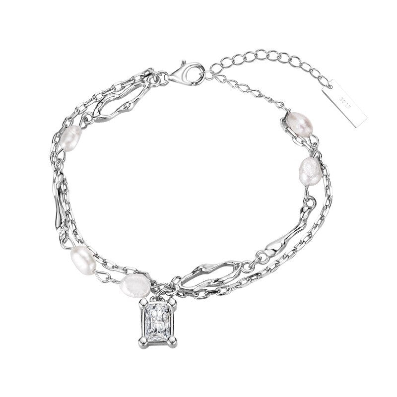 Bracelet chaînes en perles baroques B1047