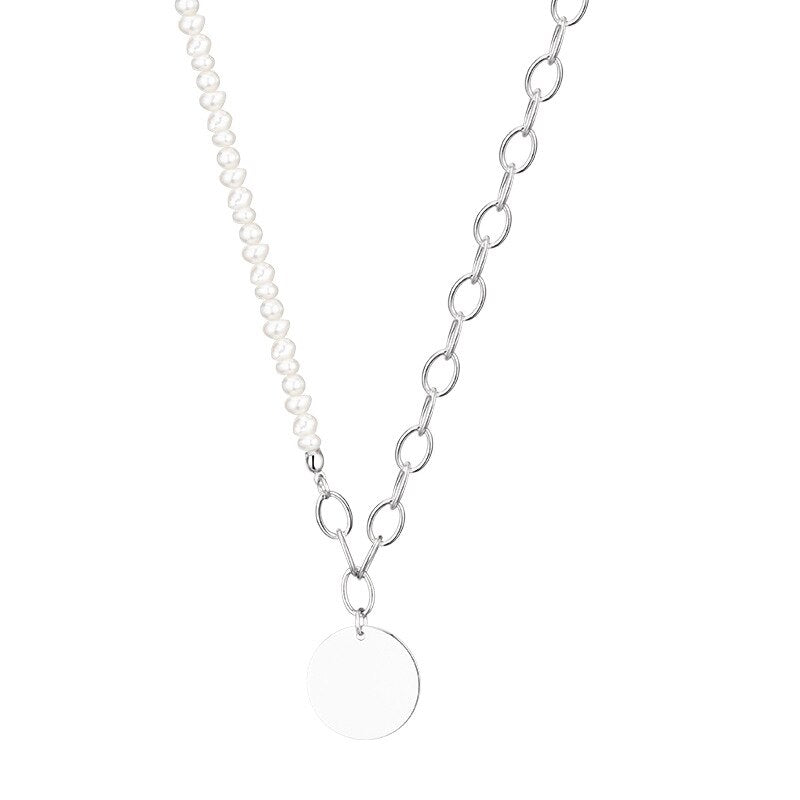 Collier chaîne torsadée de perles baroques N1033