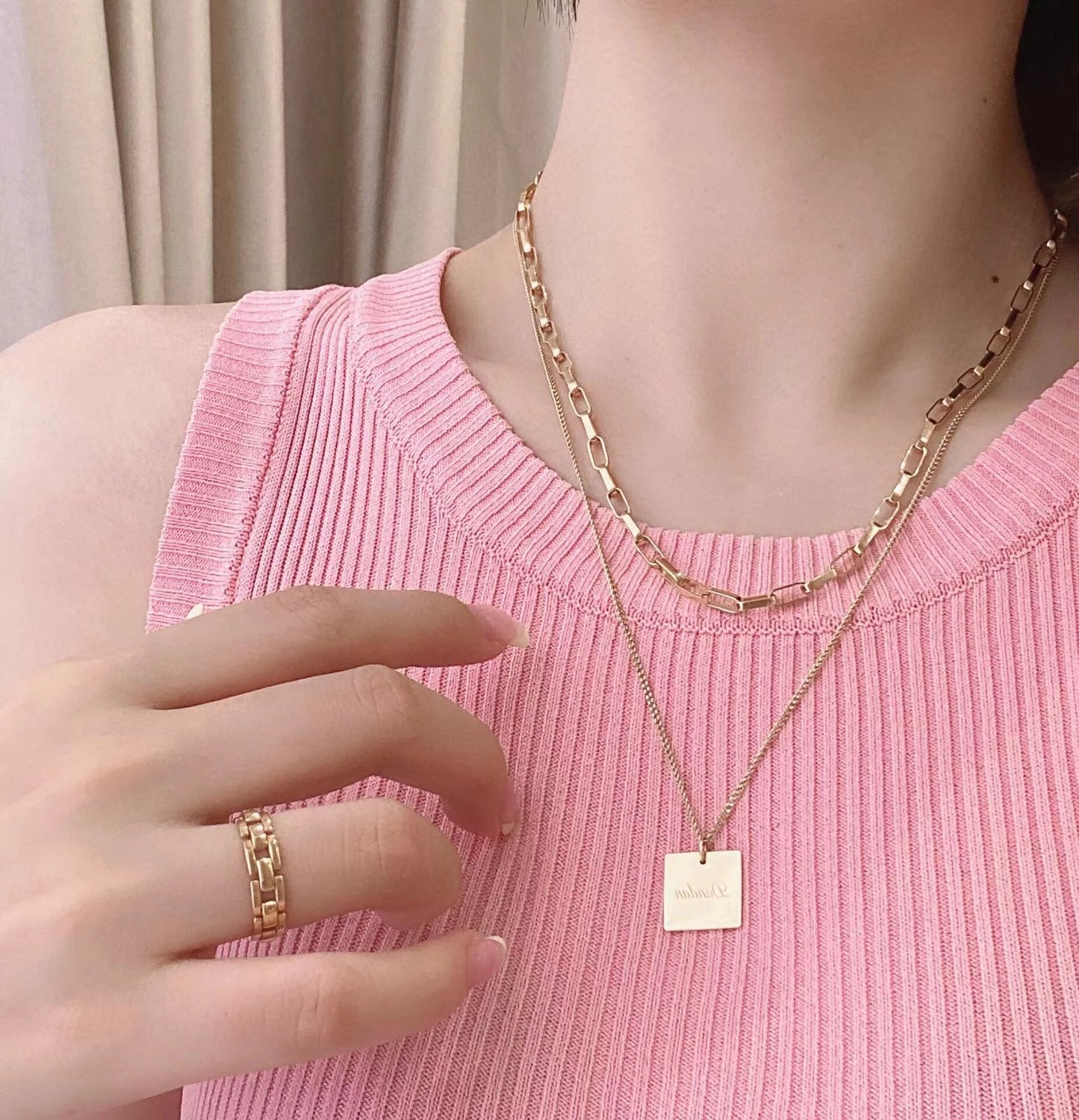 Collier à chaîne allongée épaisse