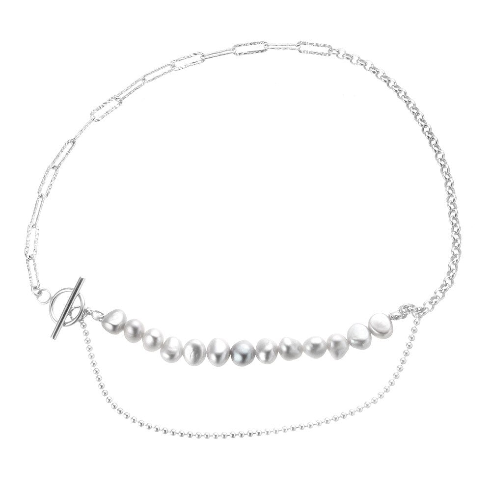Collier multi-chaînes baroque rose N1016