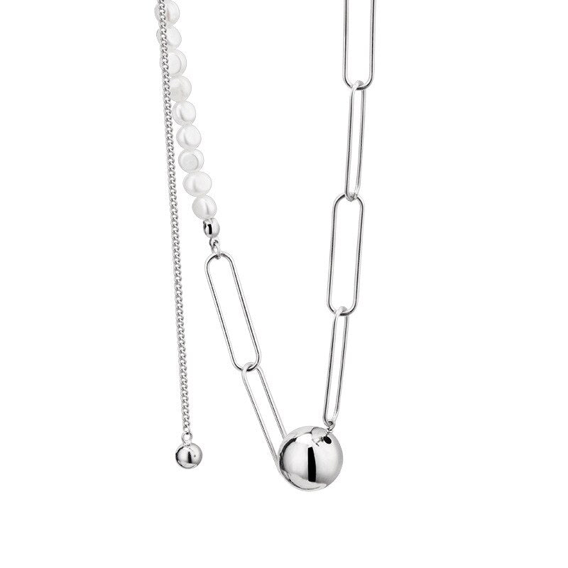 Collier de perles baroques à chaîne dessinée N1032
