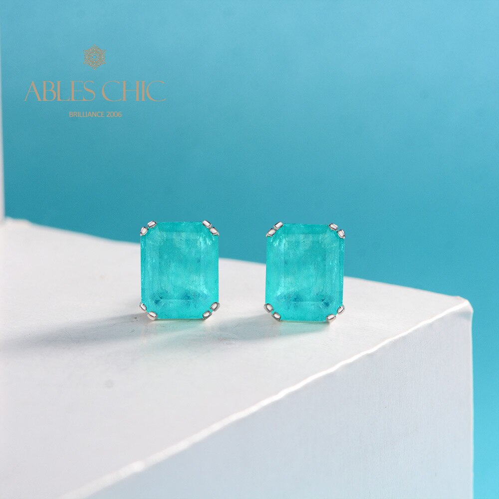 Boucles d'oreilles émeraude Paraiba Tourmaline E0121