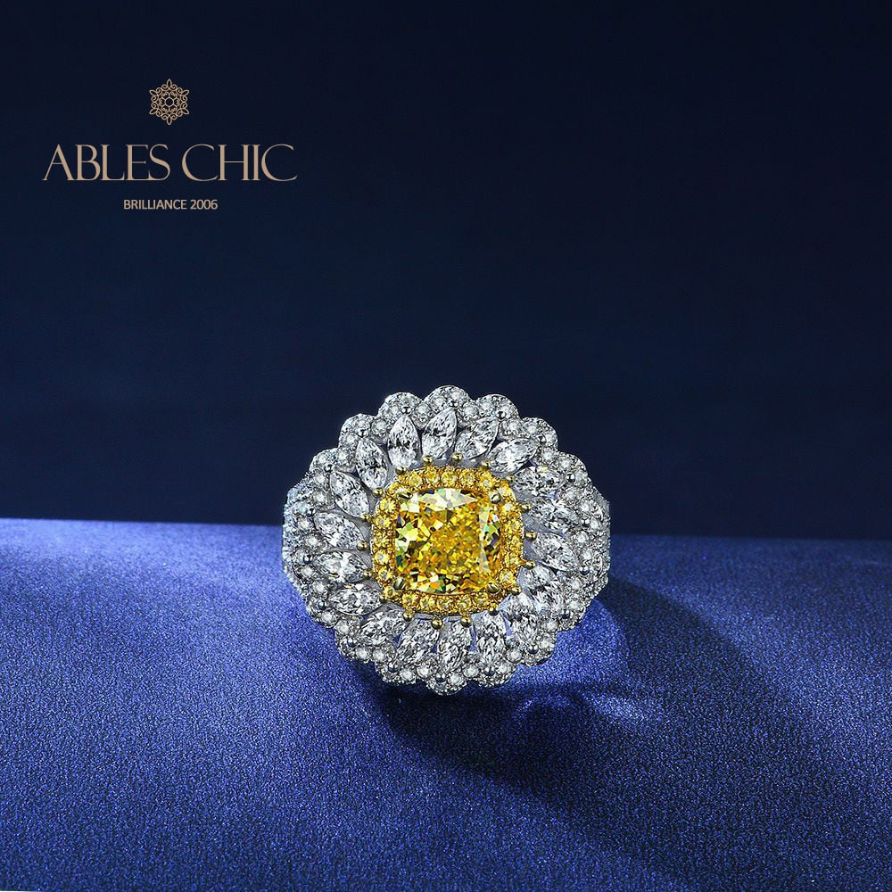 Bague marguerite halo citrine R1531