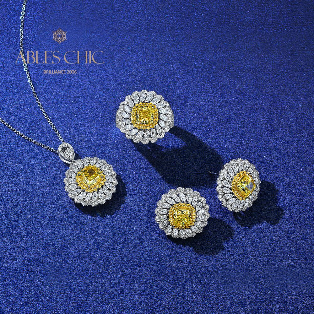 Bague marguerite halo citrine R1531
