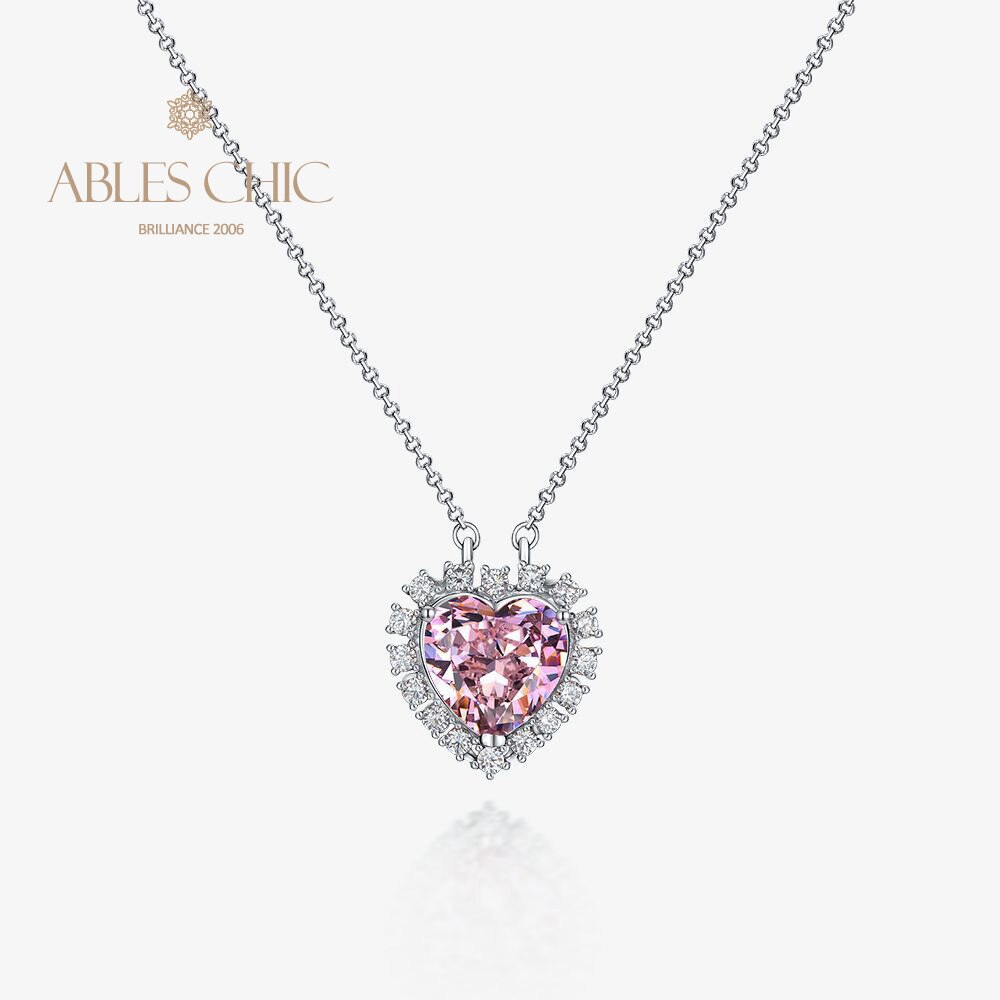 Pendentif coeur halo morganite B0440