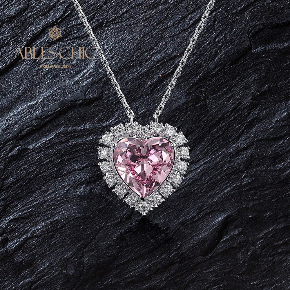 Pendentif coeur halo morganite B0440
