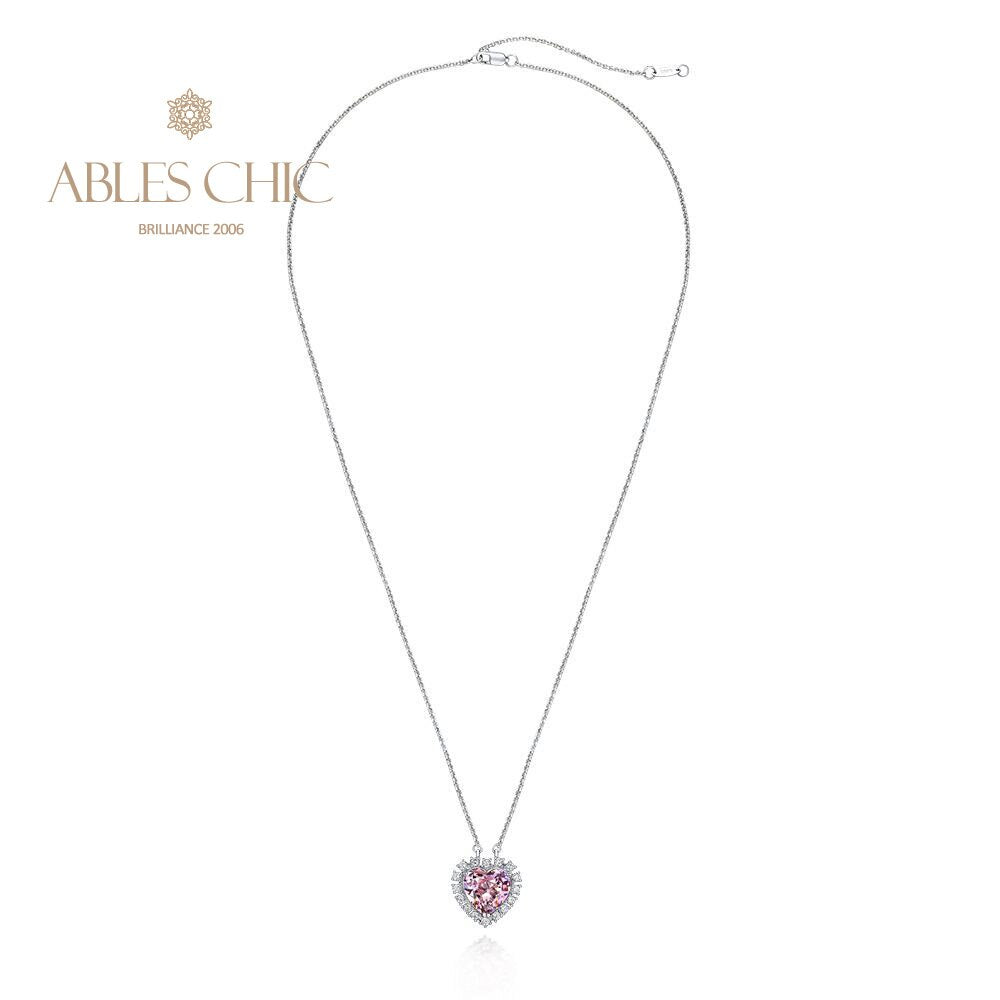 Pendentif coeur halo morganite B0440