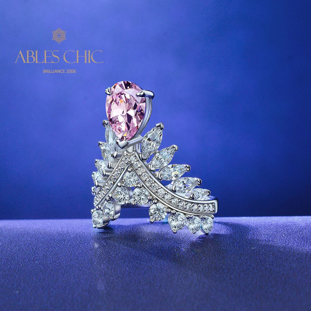 Bague couronne poire saphir R1532
