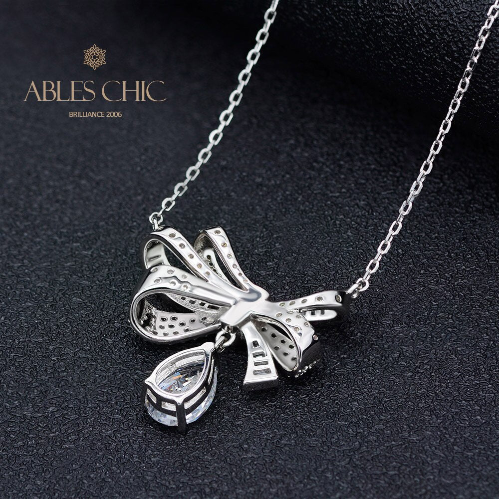 Collier papillon tourmaline pavé noeud papillon B0487