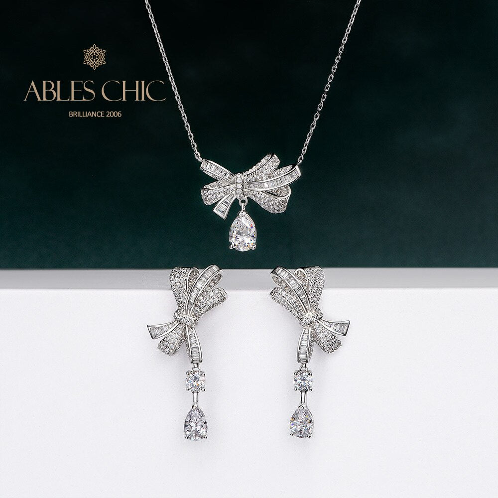 Collier papillon tourmaline pavé noeud papillon B0487