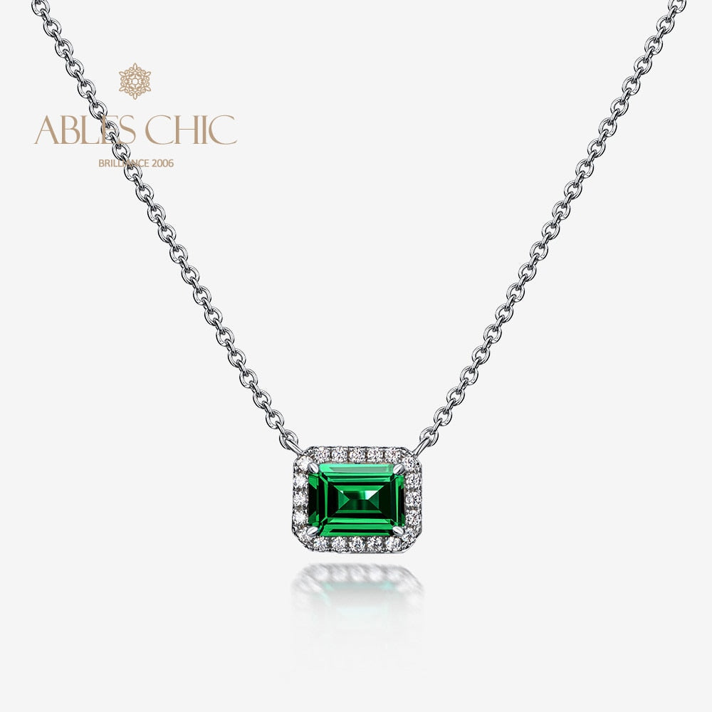 Pendentif Halo Émeraude P0640