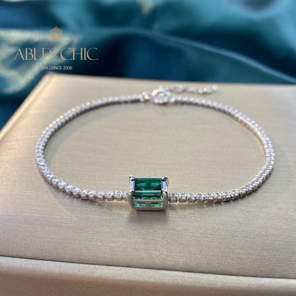 Bracelet Bling Solitaire Émeraude Lab B0826