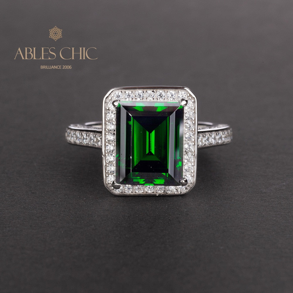Bague de mariage émeraude de laboratoire R0303