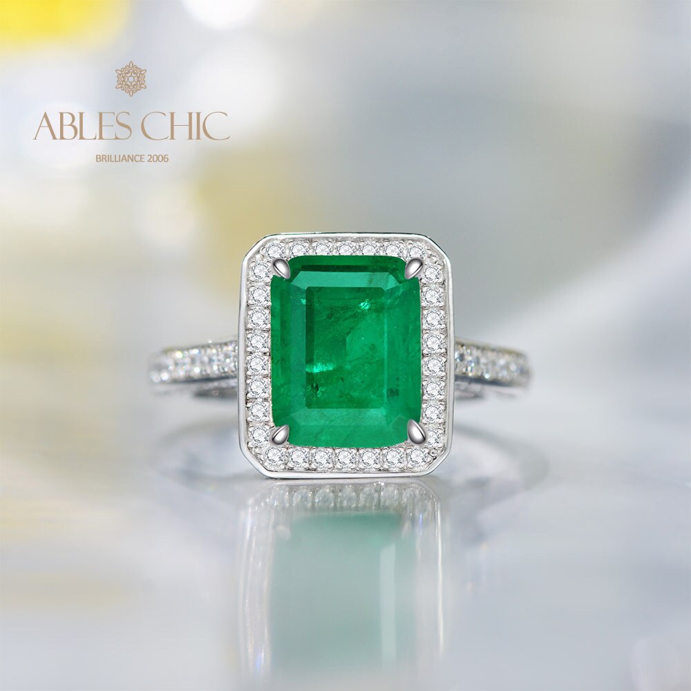 Bague de mariage émeraude de laboratoire R0303