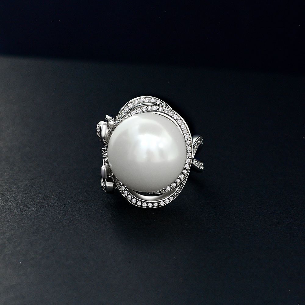 Bague solitaire nœud papillon en nacre R1168