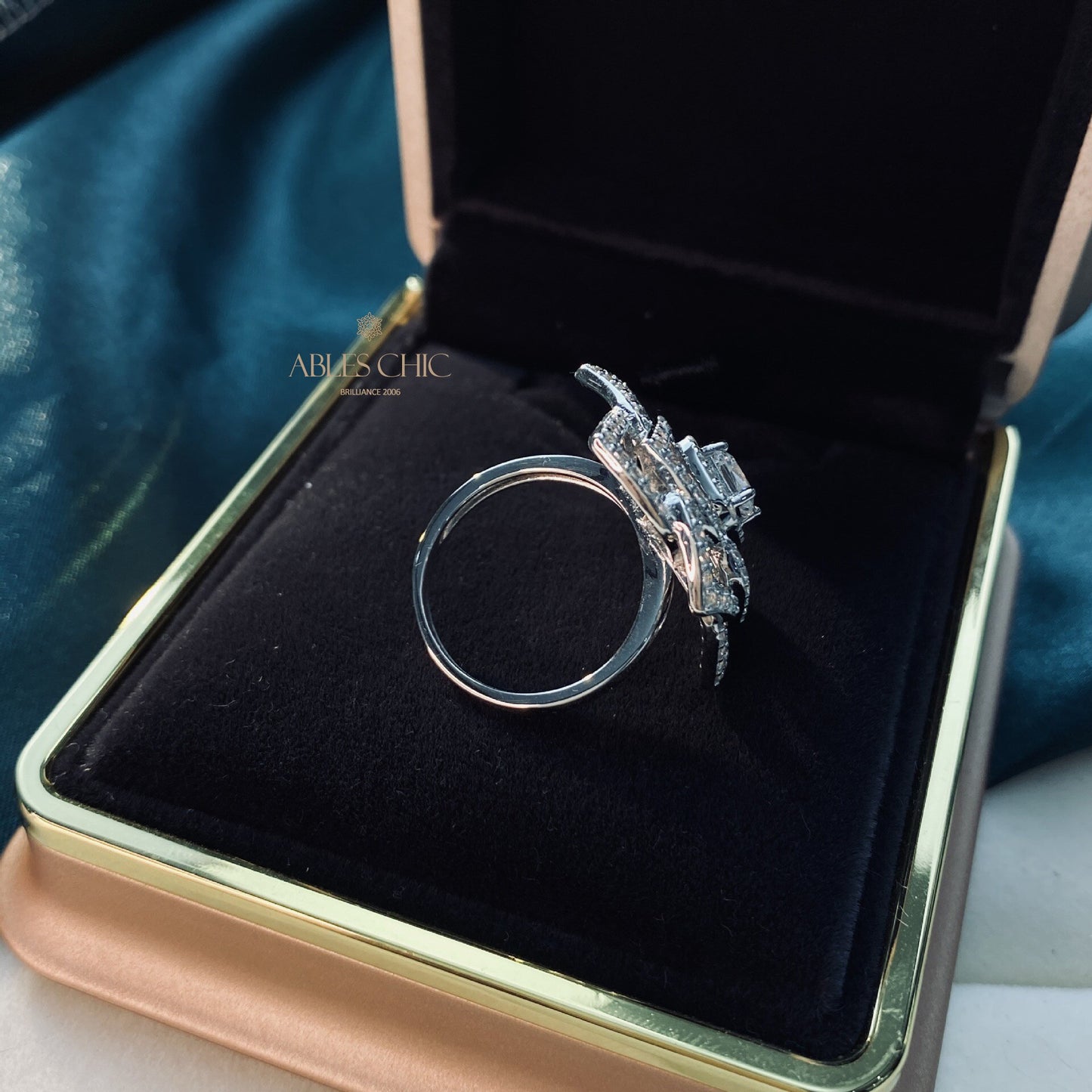 Bague de mariage florale citrine rose R220